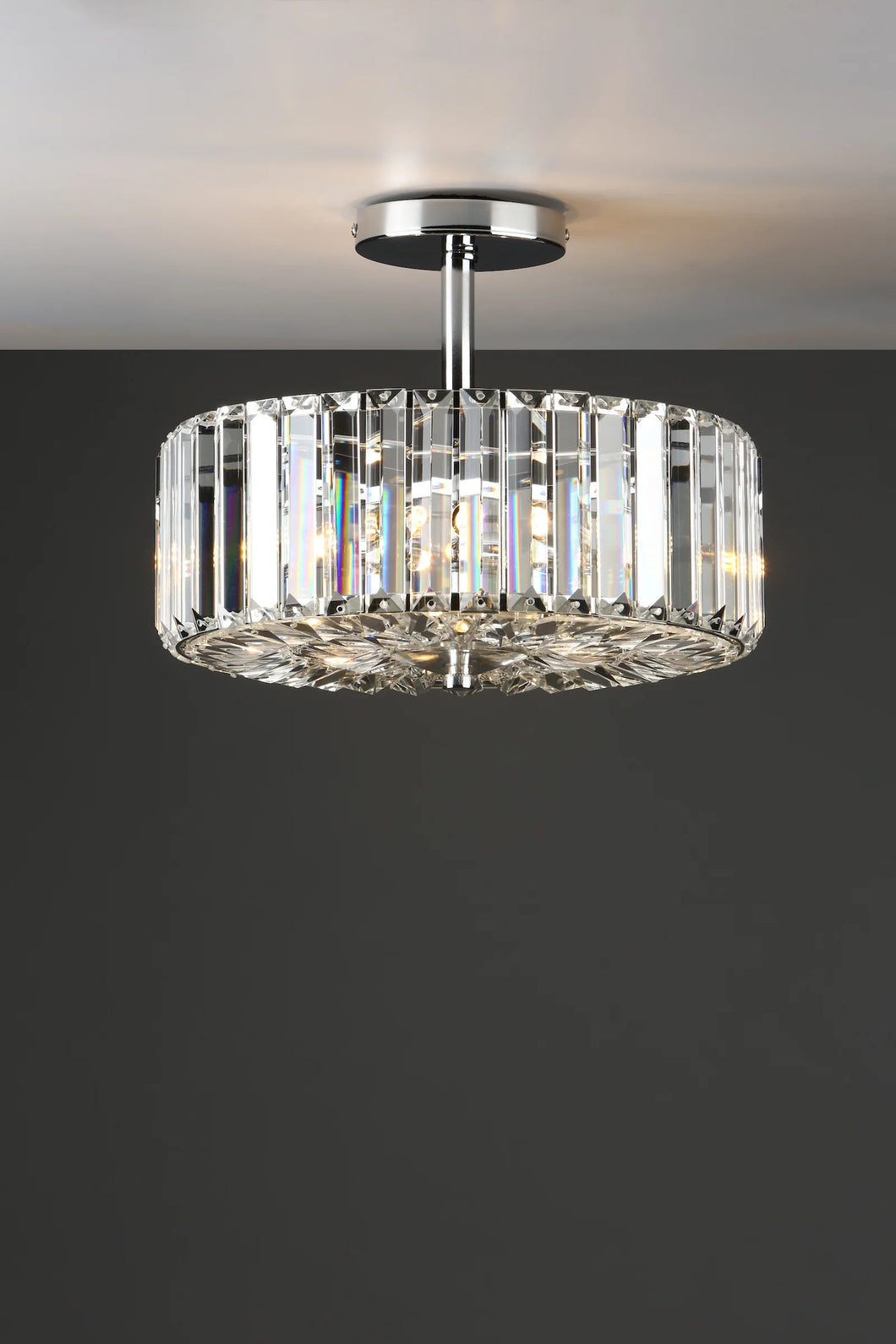 Laura Ashley - Fernhurst - 3 Light Semi Flush Pendant - Faceted Clear Glass