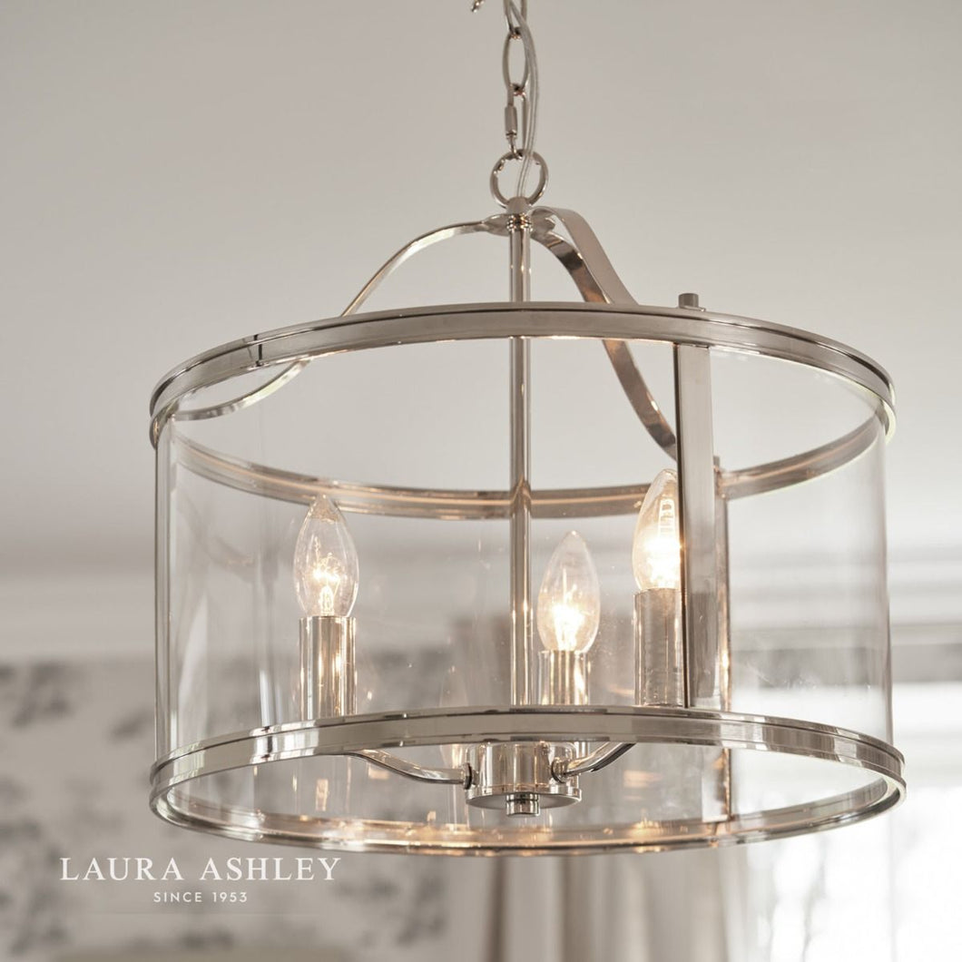 Laura Ashley - Harrington 3 Light Pendant - Polished Nickel