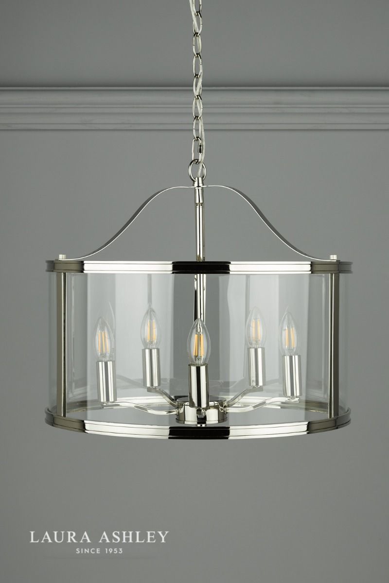 Laura Ashley - Harrington 5 Light Pendant - Polished Nickel