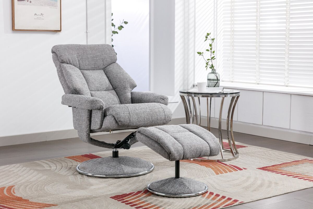 Biarritz Swivel Recliner & Footstool - Lisbon Silver – Tyrrells of Burnbank