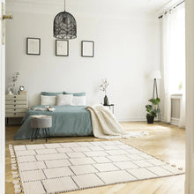 Load image into Gallery viewer, Nepal Rug -  Cream Black Tile
