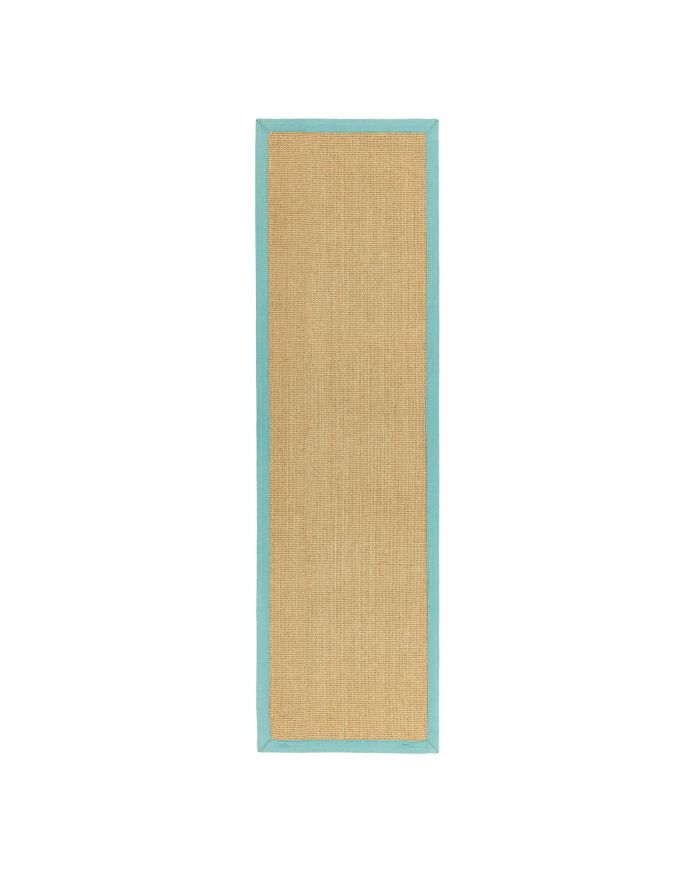 Sisal Rug - Linen/Aqua Border