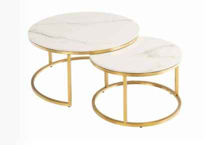 Portafino Nesting Coffee Tables - Kass Gold/Brushed Gold